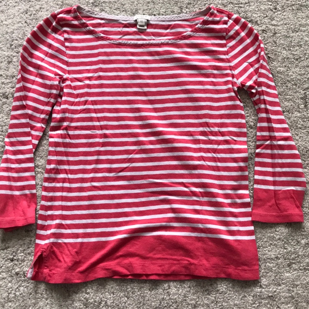 Pink and white stripe tee